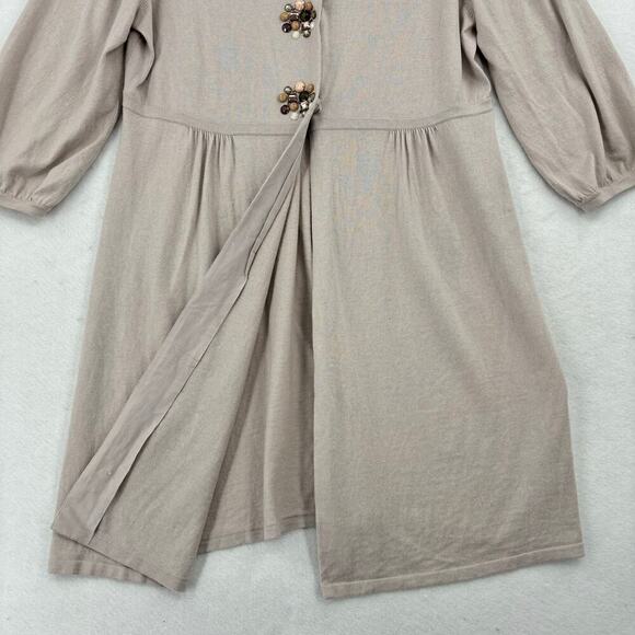 Boden Cardigan Sweater Tunic Size 14 Beige Silk Cotton Cashmere Embellished Snap - Picture 6 of 11